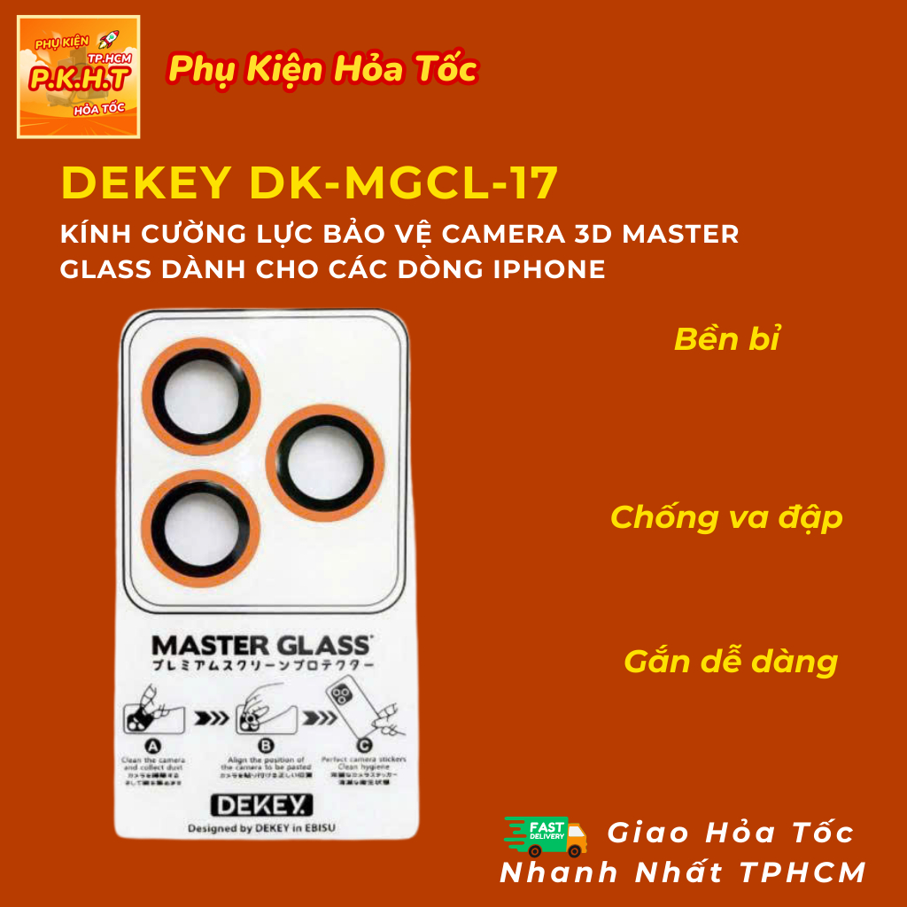 Cường Lực Camera iPhone Dekey 3D Master Glass Cam Lens - Miếng Dán Bảo Vệ Ống Kính Chống Bụi, Chống 