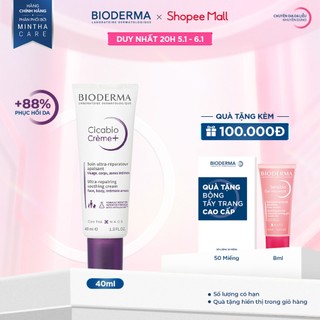  Kem phục hồi da tổn thương và ngăn ngừa sẹo Bioderma Cicabio Crème+ 40ml 