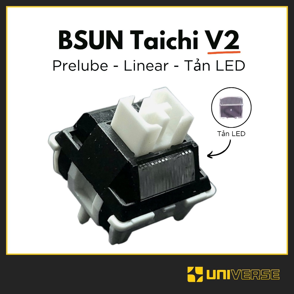 10 Switch BSUN Taichi V2 có tản LED 5PIN switch linear 45g PC + POM công tắc bàn phím Switch bsun ta