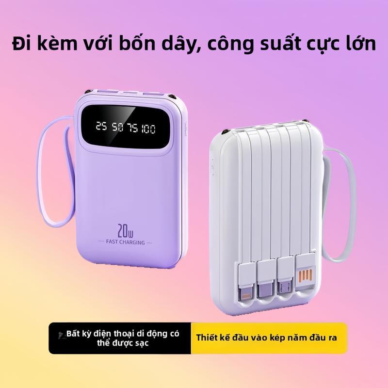 PCB 20000 mAh dung lượng lớn sạc kho báu 45W sạc siêu nhanh (màn hình LED+đèn ngoài trời+đi kèm với 4 dây sạc)