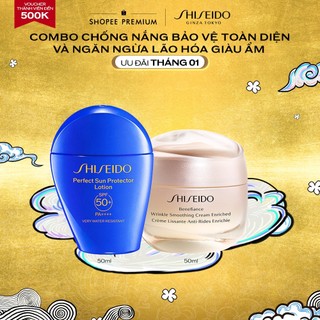  Combo Kem Dưỡng Ẩm & Sữa Chống Nắng Toàn Diện Giúp Trẻ Hóa Làn Da Dành Cho Da Khô - Shiseido Benefiance Cream & Perfect 