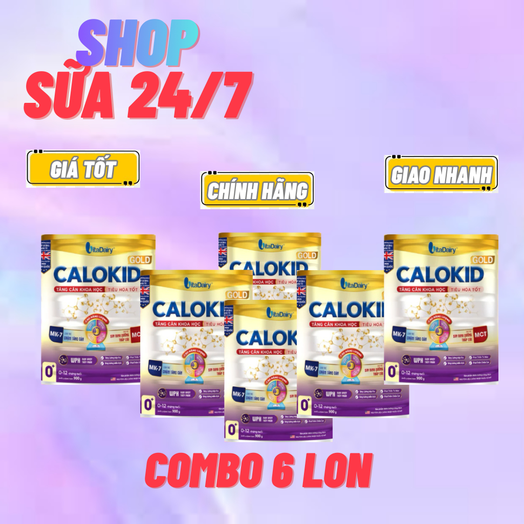 Combo 6lon CALOKID 0+(0-1tuổi) lon 900gr(Date2027)