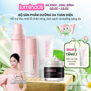  COMBO 4 Món Chăm Da Xinh COLORKEY LUMINOUS - 1 Sữa Rửa Mặt 100g 1 Mặt Nạ Bùn 60g 1 Gel Dưỡng Ẩm 50ml & 1 Serum 30ml 