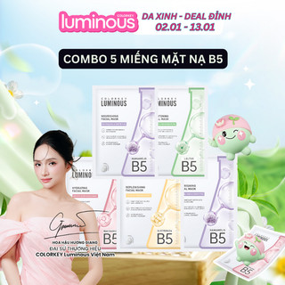   COMBO MIX  - 5 Miếng Mặt Nạ Tinh Chất Vitamin B5 COLORKEY LUMINOUS Hỗ Trợ Dưỡng Sáng Cấp Ẩm 25ml miếng 