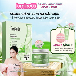  Combo Mặt Nạ Chiết Xuất Trà Xanh COLORKEY LUMINOUS Dịu Nhẹ Phù Hợp Da Dầu Mụn 1 Hộp 10 Miếng + 1 Mặt Nạ Bùn 60g 