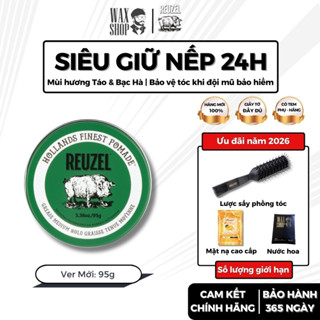  Sáp vuốt tóc nam cao cấp Reuzel Green Strong Hold Water Soluble High Sheen chính hãng - Waxshop 