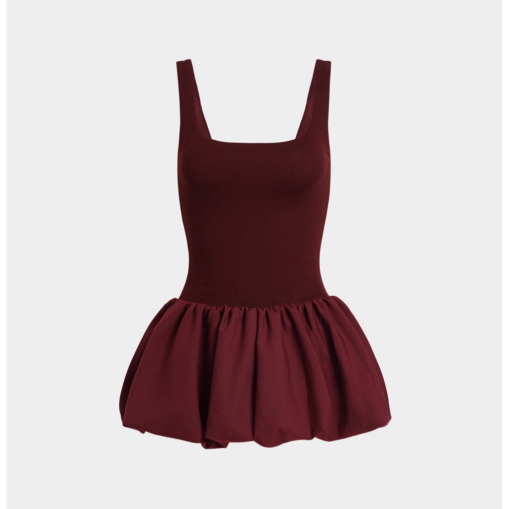 ( BURGUNDY DRESS ) Đầm bí màu đỏ tía, kiểu đơn giản sang trọng | BAHYCHIC