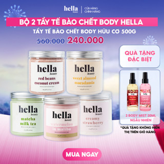  Bộ 2 tẩy tế bào chết body Hella Beauty 500 gam giúp làm sạch sâu hỗ trợ dưỡng sáng da 