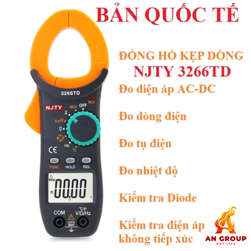 Ampe kìm đồng hồ kẹp dòng vạn năng 3266TD NJTY cao cấp đo tụ, tần số, nhiệt độ, điện trở, điện áp ch