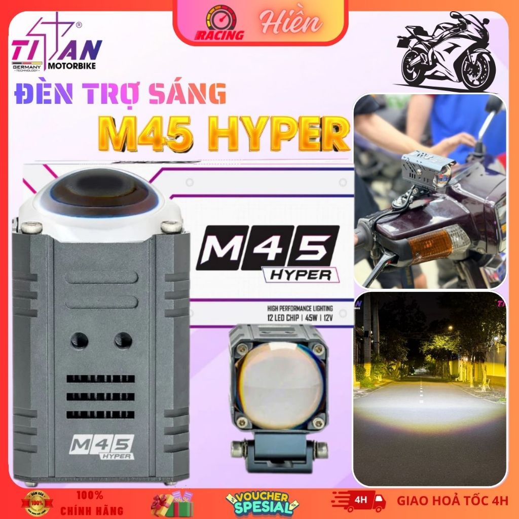Đèn Trợ Sáng Titan Moto M45 Hype Công Suất 45W, Chống nước IP68 Bảo Hành 1 Năm