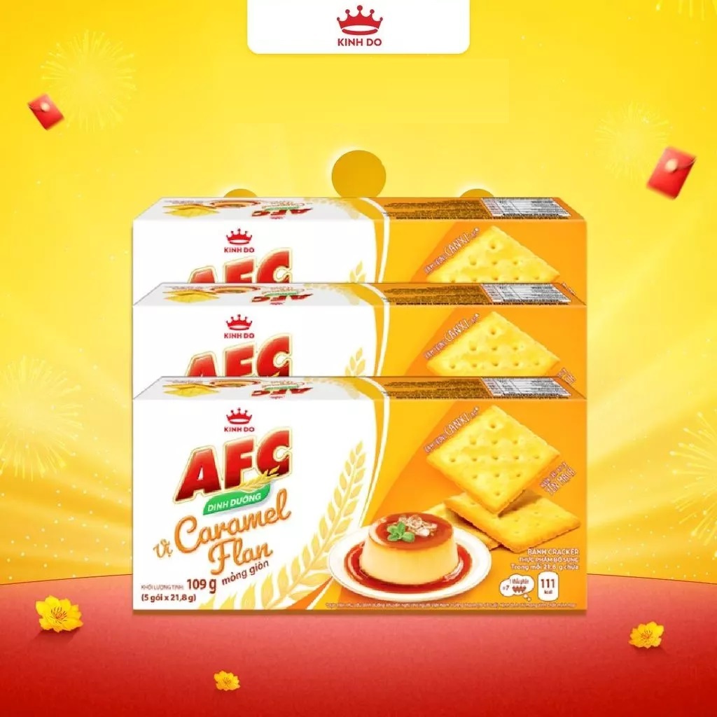 Combo 3 Hộp AFC Caramel Flan Bánh Cracker Dinh Dưỡng 109G