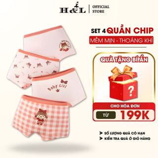 Combo 4 Quần Lót Hình Đáng Yêu - Set 4 Quần Đùi Trẻ Em Cotton Mềm Mịn HL BOUTIQUE L8014 - L8019