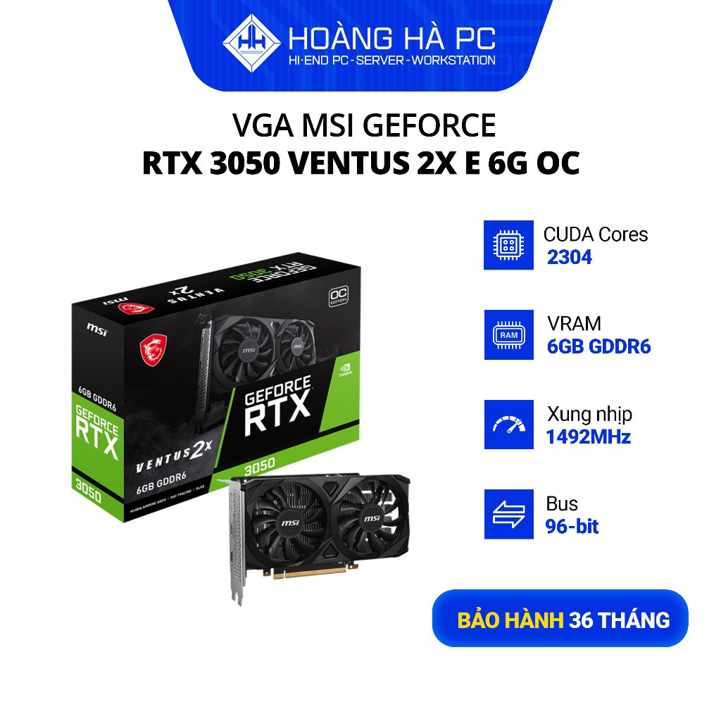 VGA MSI GEFORCE RTX 3050 VENTUS 2X E 6G OC
