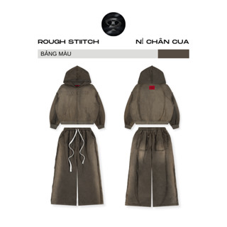  Bad Choices | Set bộ nỉ NÂU chân cua ROUGH Stitch thêu đắp đính đinh tán  CÓ TÁCH LẺ  