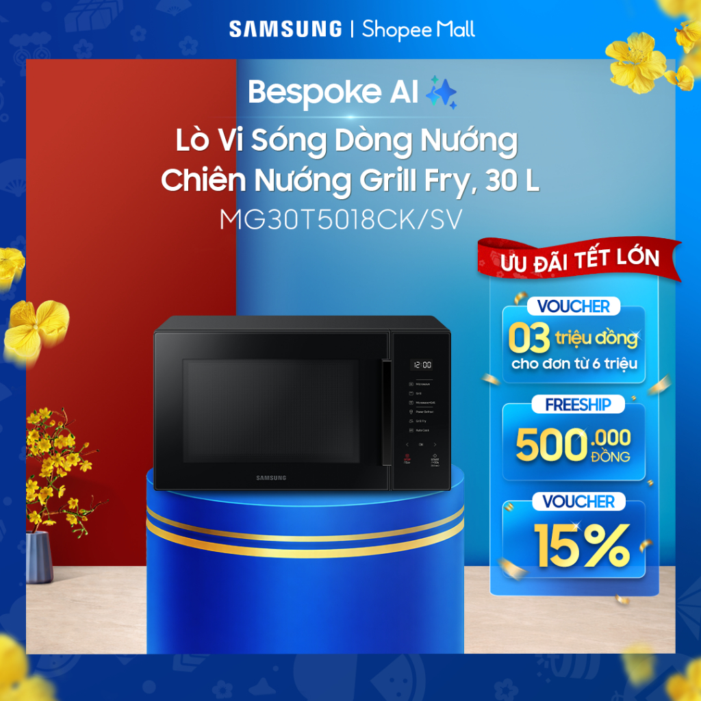 Lò Vi Sóng Tráng Men Có Nướng Samsung MG30T5018CK/SVV(30 lít)