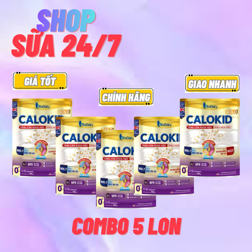 Combo 5lon CALOKID 0+(0-1tuổi)lon 900gr(Date2027)