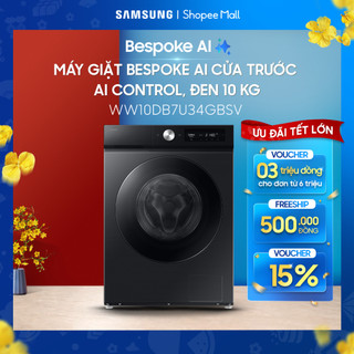  Máy giặt Samsung 10kg WW10DB7U34GBSV Bespoke AITM - Giặt hơi nước Hygiene Steam Màu Đen 