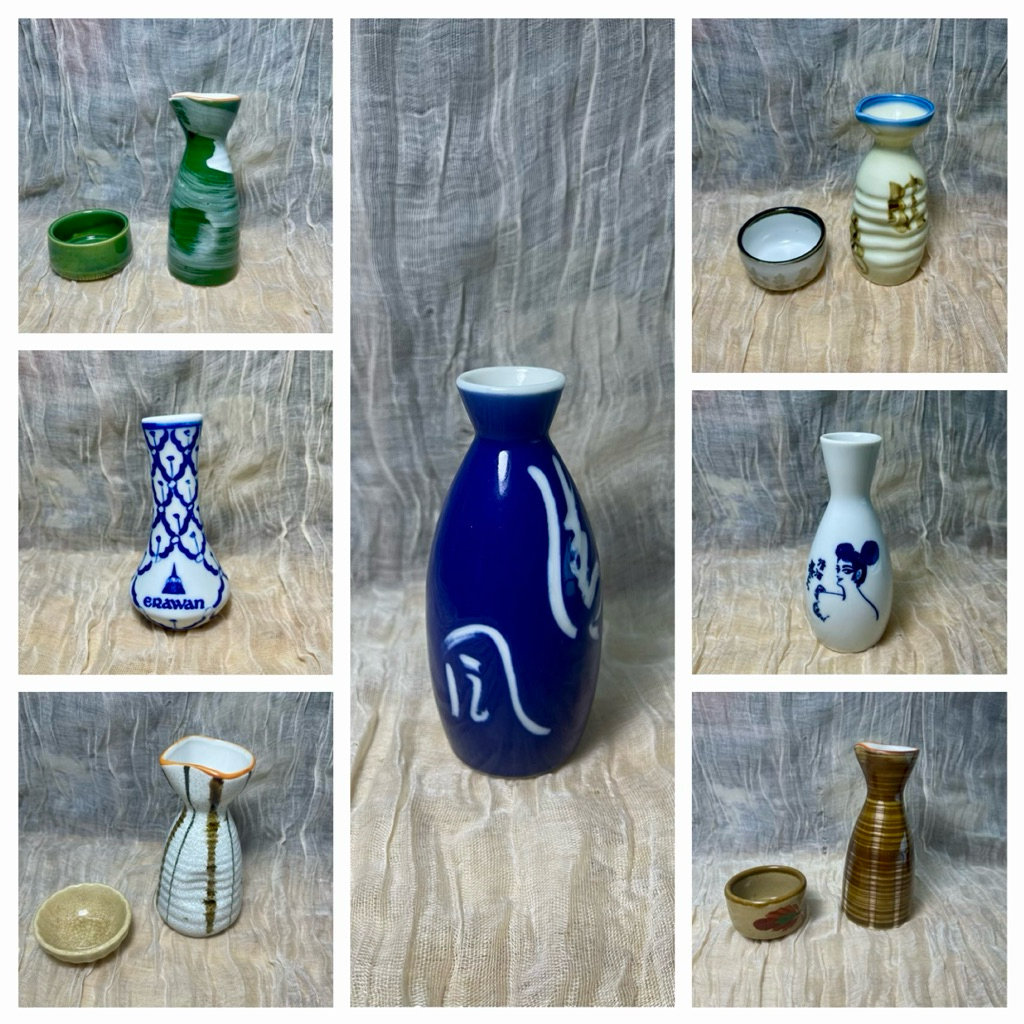 Bình rót gốm thủ công men lam – HANA HOUSE- Bình sake Nhật mini, rót nước mắm decor bàn ăn-dung tích