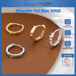  Khuyên tai bạc nữ S925 xi vàng 18K dáng tròn xinh xắn phong cách Hàn Quốc sang trọng - B2705 
