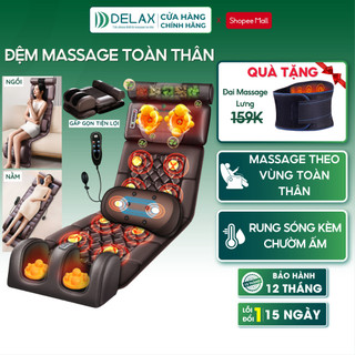  Đệm Massage Toàn Thân Đa Năng DELAX Massage Vai Cổ Eo Lưng Chân Và Gối Massage Sóng Rung Kèm Chườm Nóng TMS01 
