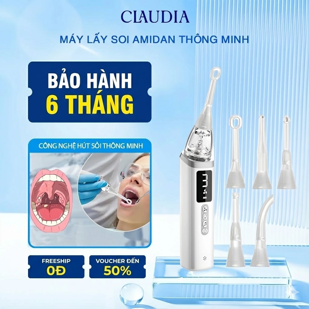 [BẢO HÀNG 6 THÁNG 1 ĐỔI 1] Thiết bị lấy sỏi amidan với 5 đầu hút chuyên dụng giúp hỗ trợ giảm hôi mi