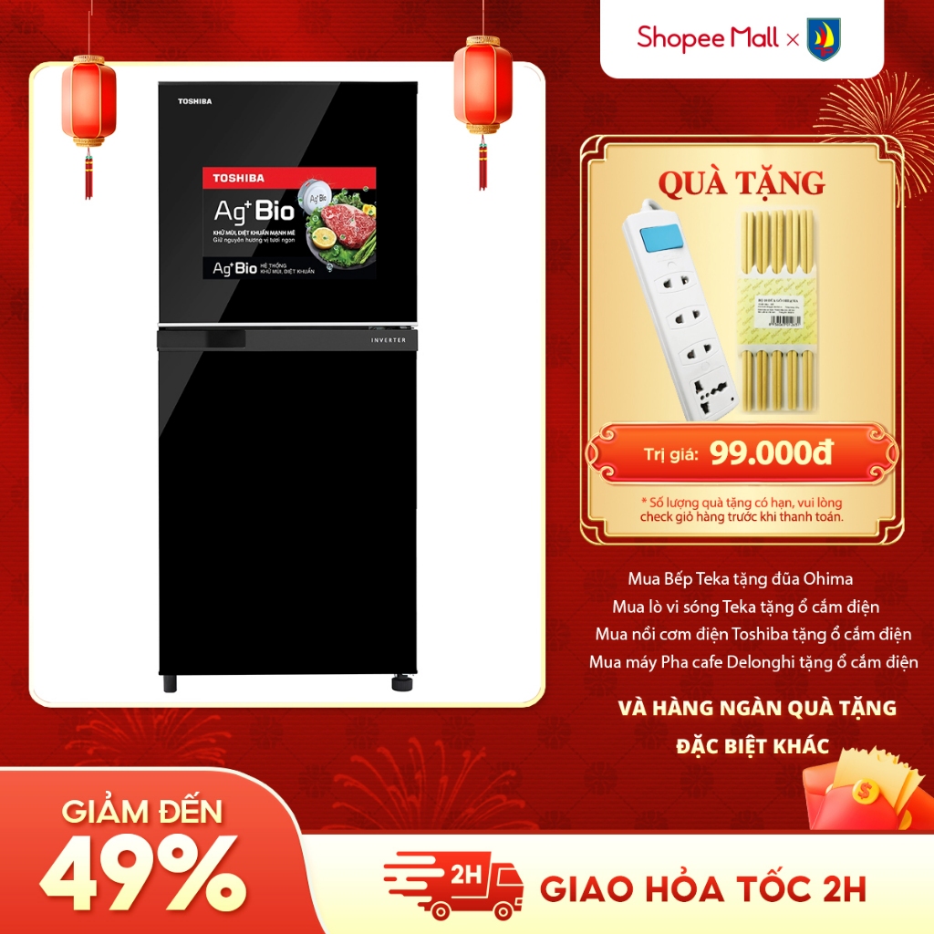 Tủ lạnh Toshiba Inverter 180 lít GR-B22VU(UKG) | Tiết kiệm điện năng - Bảo Hành 24 Tháng