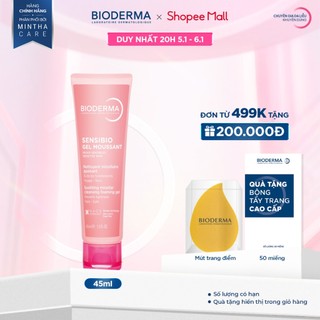  Gel rửa mặt tạo bọt cho da nhạy cảm Bioderma Sensibio Gel Moussant - 45ml 