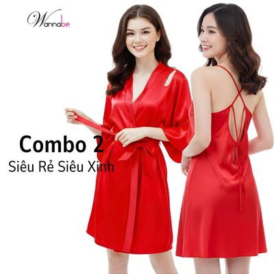 Combo áo choàng ngủ + Váy ngủ lụa WANNABE bộ đôi tiết kiệm tinh tế quyến rũ đầy phong cách KIDNS61