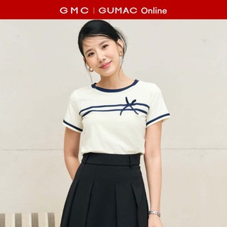   TẶNG QUÀ ĐƠN 499K  Áo thun nữ cổ tròn phối dây nơ cotton co giãn thoáng mát thoải mái thời trang GUMAC LATF0423 