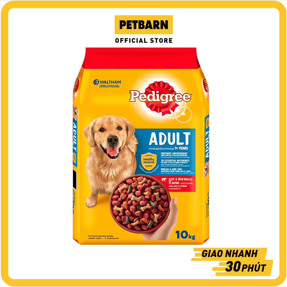 10KG - Thức ăn hạt PEDIGREE® cho chó trưởng thành - Vị Bò & Rau Củ PETBARN