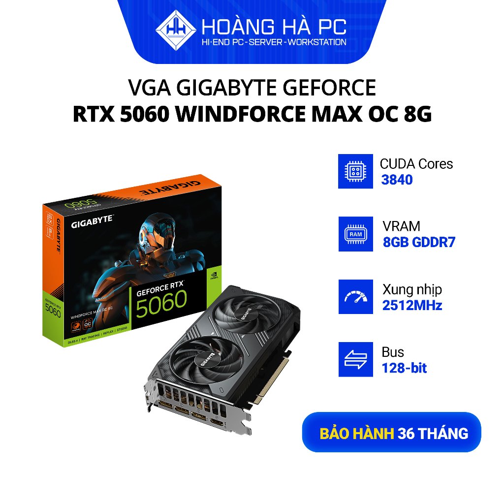 VGA GIGABYTE GEFORCE RTX 5060 WINDFORCE MAX OC 8G