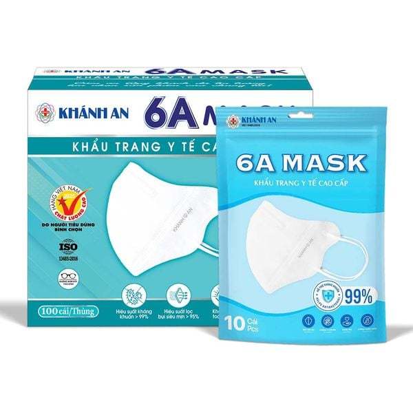 [ 6A ] Hộp 100 Chiếc Khẩu trang màu trắng 6A MASK 4 lớp kháng khuẩn Chống Tia UV toàn diện