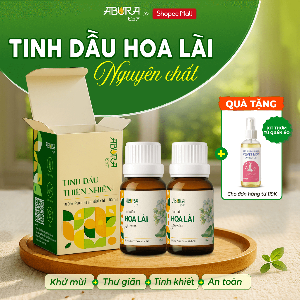 Tinh Dầu Thơm Hoa Lài ABURA 10ml Tinh Dầu Xông Hơi SPA Khuếch Tán Thơm Phòng