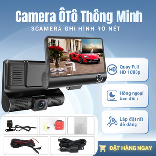  Camera hành trình ô tô 3 mắt camera oto ghi hình trước trong và sau xe dễ lắp đặt và sử dụng 