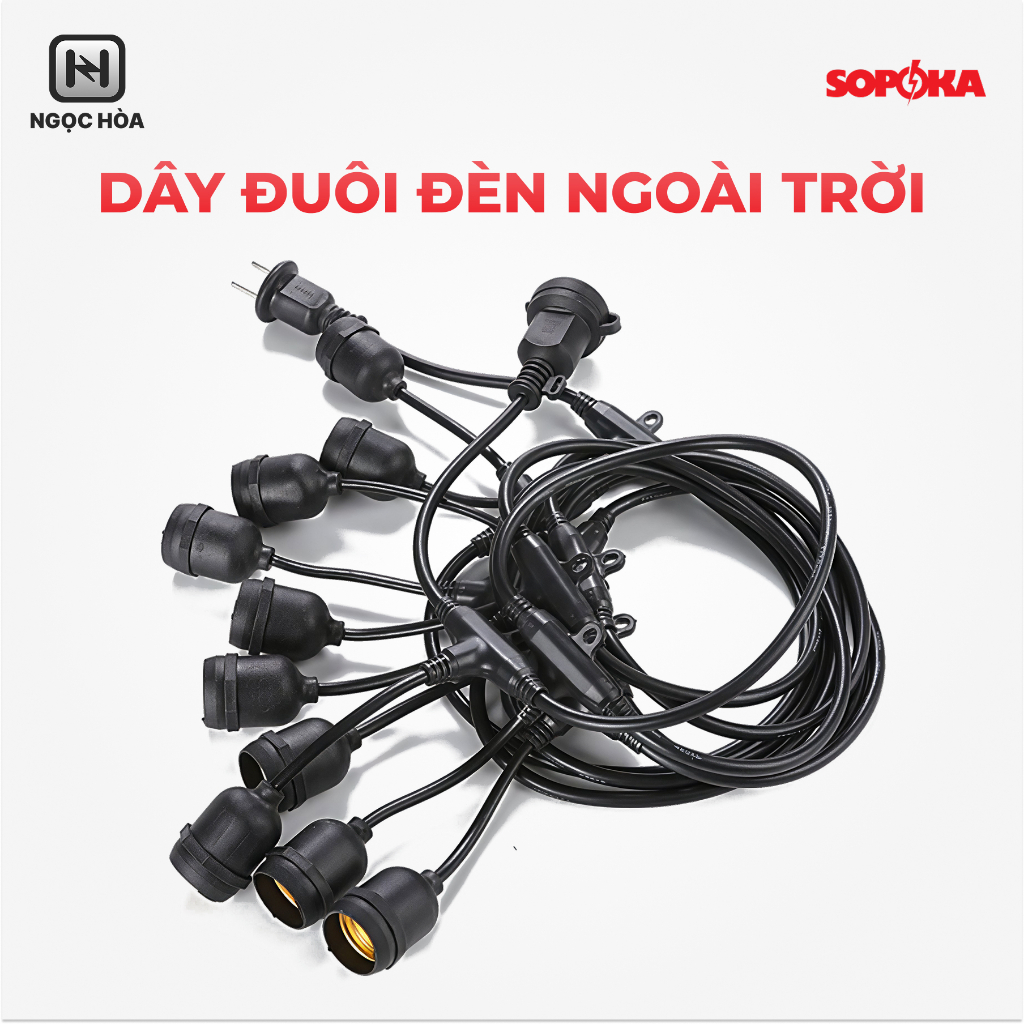 [Phan Rang] Dây Đuôi Đèn Ngoài Trời SOPOKA 10m 20 Đuôi/ 7.5m 15 Đuôi/ 5m 10 Đuôi - Chính hãng