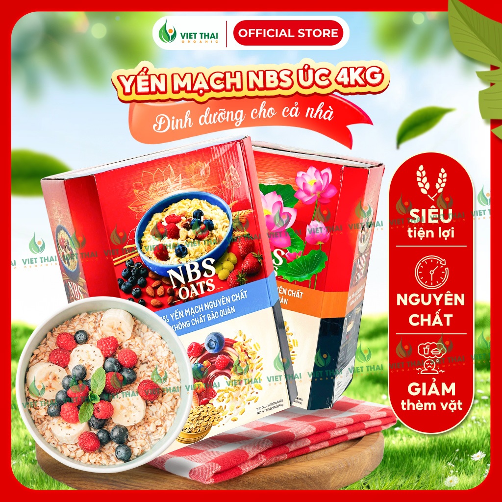 【MỚI VỀ 2026】Yến Mạch Tươi Nguyên Cám Vỡ Dẹp NBS Úc 4kg Eatclean Không Đường Ăn Sáng Healthy Giàu Xơ