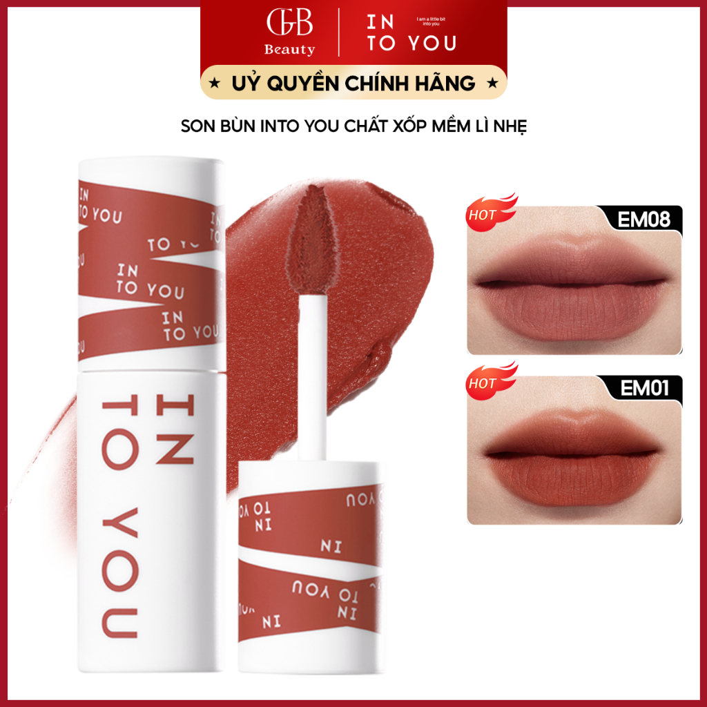[INTO YOU] Son Bùn Chất Xốp Mềm Lì Nhẹ Dễ Tán Không Khô Môi Dùng Cho Môi Và Má EM01 2g  Dễ Lên Màu (