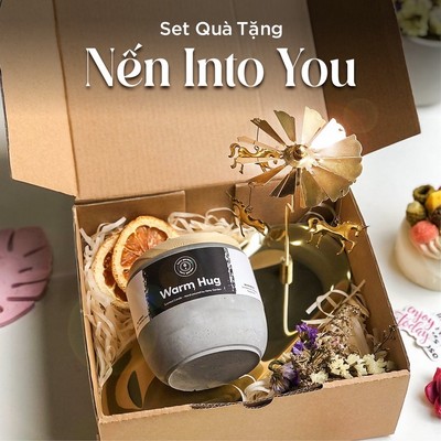 Set Nến Thơm Quà Tặng Sinh Nhật Cho Nữ, Bạn Trai BST INTO YOU Cốc Xi Măng HENY GARDEN