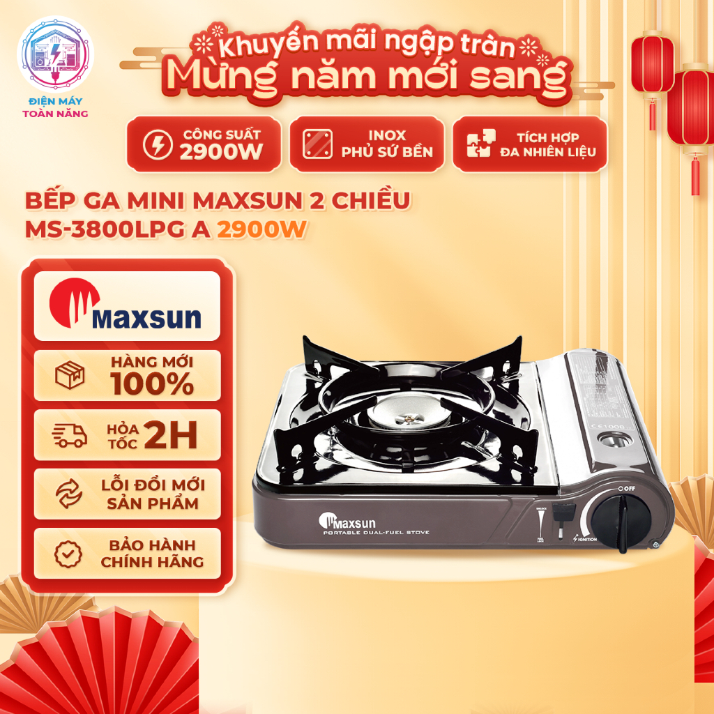 Bếp Ga Mini Hai Chiều Maxsun MS-3800LPG A – Công Suất 2900W - Chính Hãng