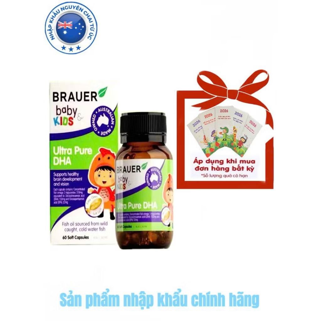 Viên Uống Bổ Sung Brauer Baby & Kids Ultra Pure DHA (7+ months) 60 Viên Maxwell