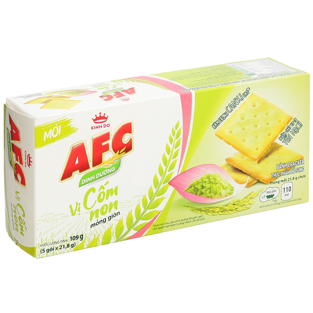 Bánh cracker vị cốm non AFC Dinh Dưỡng hộp 109g