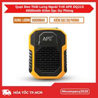 Quạt Sạc Đeo Thắt Lưng APE DQ215 – Pin 6000mAh Kiêm Sạc Dự Phòng – 3 Chế Độ Gió, Sạc Type-C