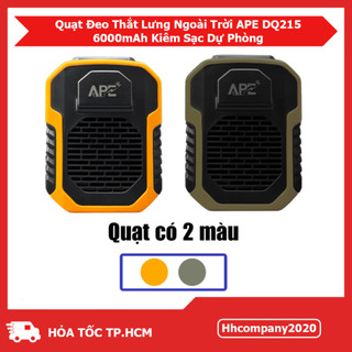 Quạt Sạc Đeo Thắt Lưng APE DQ215 – Pin 6000mAh Kiêm Sạc Dự Phòng – 3 Chế Độ Gió, Sạc Type-C