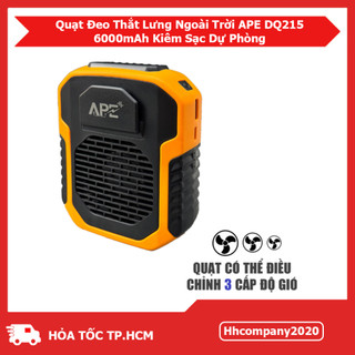 Quạt Sạc Đeo Thắt Lưng APE DQ215 – Pin 6000mAh Kiêm Sạc Dự Phòng – 3 Chế Độ Gió, Sạc Type-C