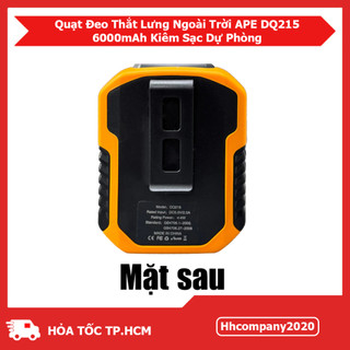 Quạt Sạc Đeo Thắt Lưng APE DQ215 – Pin 6000mAh Kiêm Sạc Dự Phòng – 3 Chế Độ Gió, Sạc Type-C
