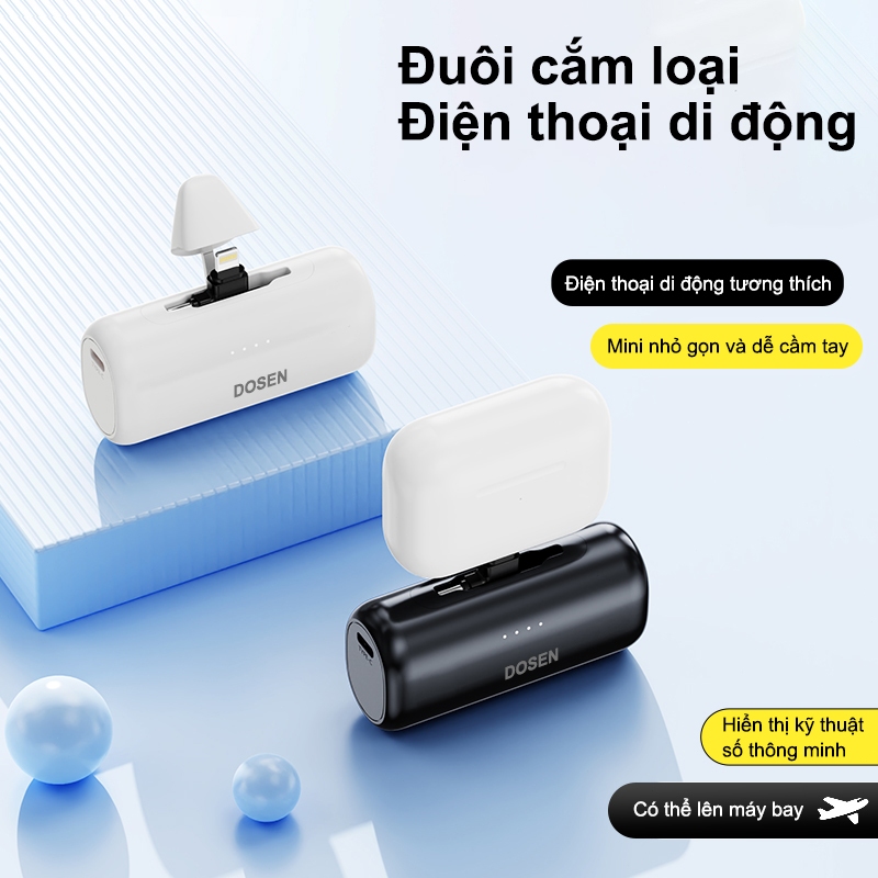 Dosen Pro 7000mAh Mini Power Bank Sạc di động Type-C và phích cắm cho điện thoại/đồng hồ/tai hợp với mọi thiết bị | BigBuy360 - bigbuy360.vn