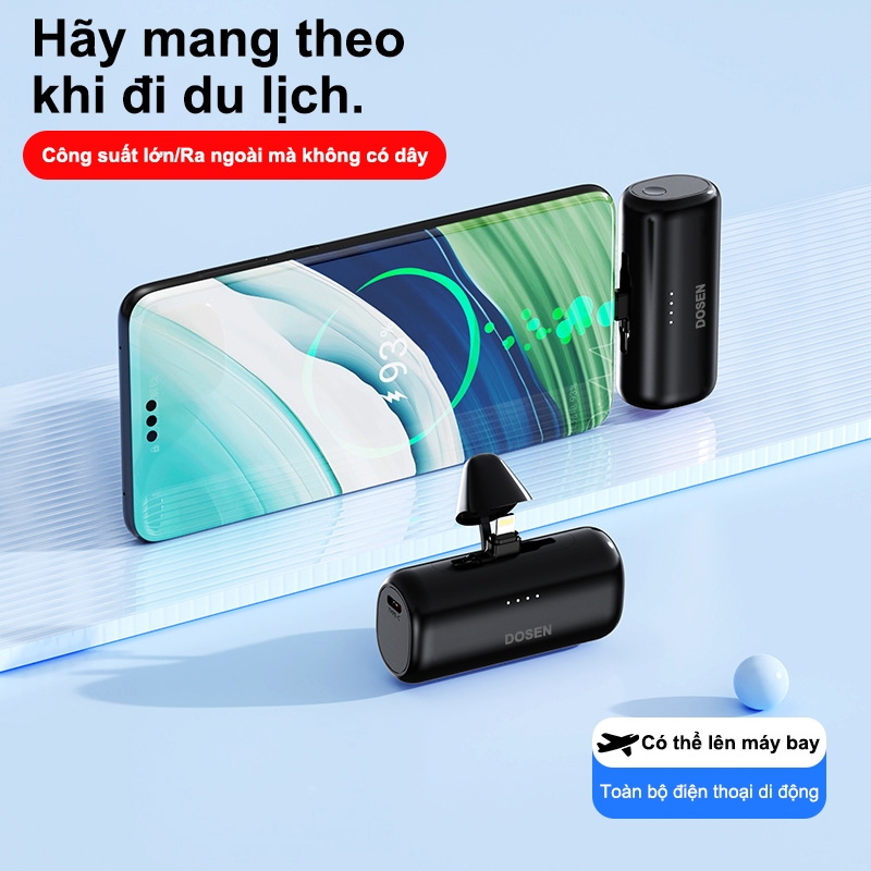 Dosen Pro 7000mAh Mini Power Bank Sạc di động Type-C và phích cắm cho điện thoại/đồng hồ/tai hợp với mọi thiết bị | BigBuy360 - bigbuy360.vn