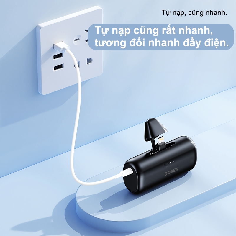 Dosen Pro 7000mAh Mini Power Bank Sạc di động Type-C và phích cắm cho điện thoại/đồng hồ/tai hợp với mọi thiết bị | BigBuy360 - bigbuy360.vn
