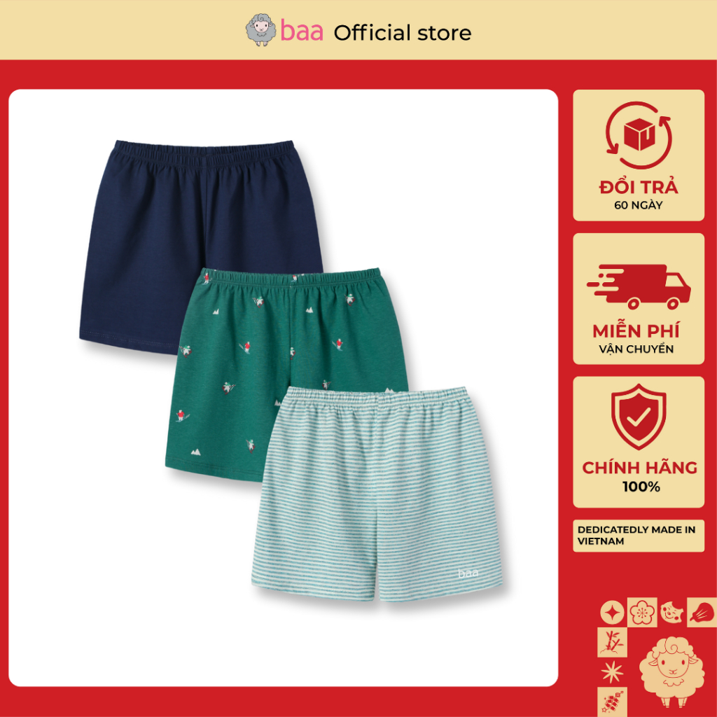 Quần Short Bé Trai Vải Thun Mềm Mịn ,Thoáng Mát  (1-10 Tuổi)  Baa Baby QU28N