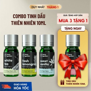  Combo 4 Chai Tinh Dầu 10mL Xông Thơm Phòng Ngủ Ngon Giảm Stress Làm Sạch Không Khí HENY GARDEN 